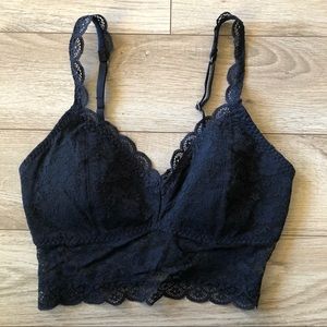 NWT Hollister Lace Longline Triangle Padded Bralette, Navy, Small